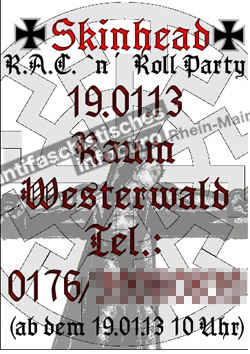 Flyer RechtsRock-Party 19.01.2013