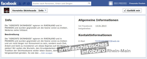 Selbstdarstellung der “Vereinte Skinheads” auf Facebook