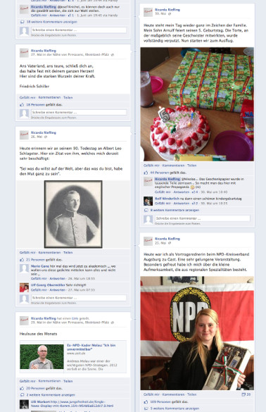 Ricarda Riefling: Zwischen Kindergeburtstag, NS-Märyrern und der NPD. Quelle: http://facebook.com